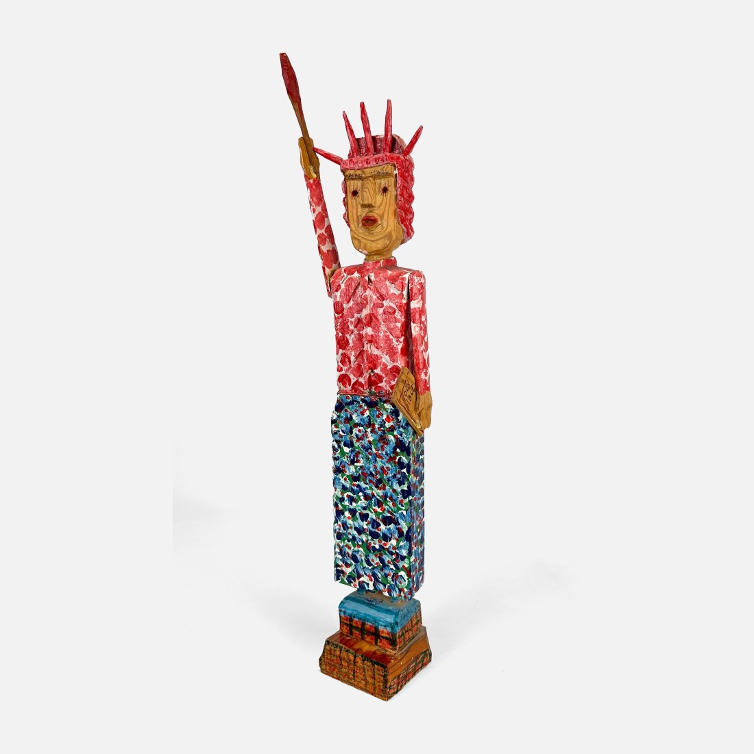Carl McKenzie Carved Painted Wood "Statue of Liberty" Kentucky Outsider Folk Art Sculpture (1 of 7)