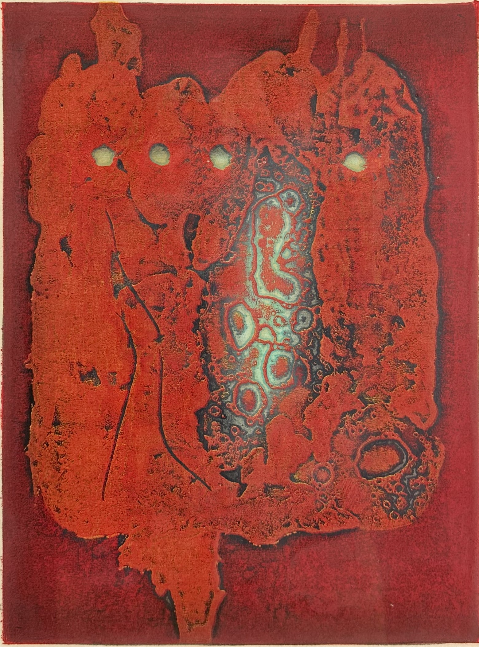 Hiroyuki Tajima "Jiado Beta" 1972 Original Framed Japanese Woodblock Print (1 of 6)