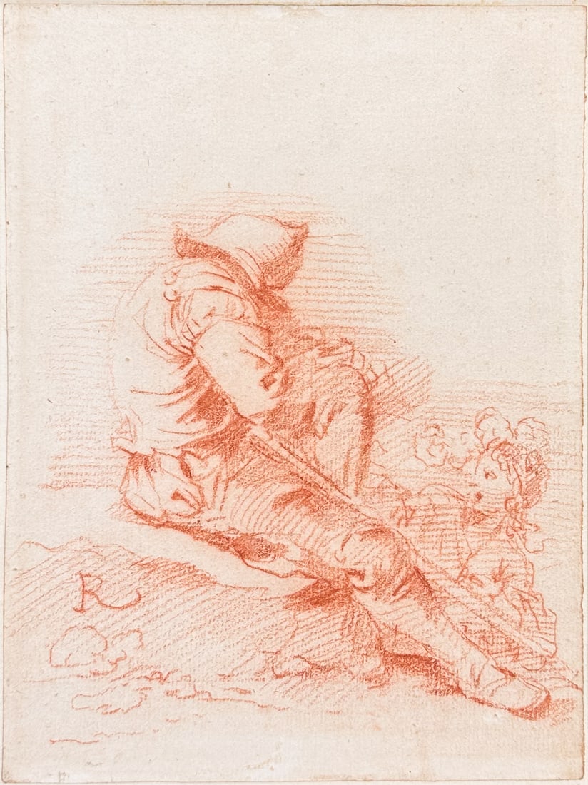 Antique Red Chalk Old Master Drawing on Paper Framed Study (1 of 5)