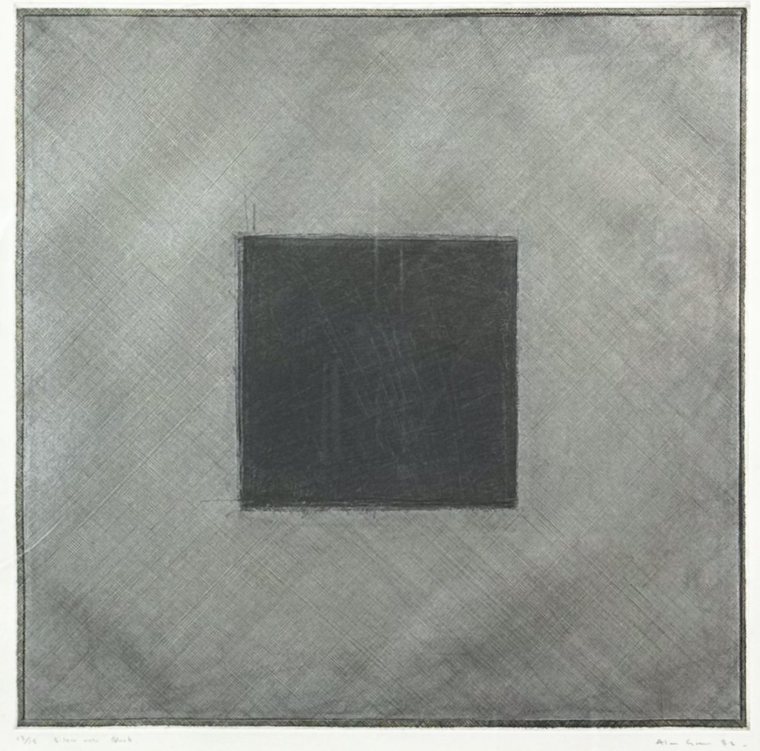 Alan Green "Silver Over Black" 1982 Aquatint Framed Etching Geometric Minimalist (1 of 8)