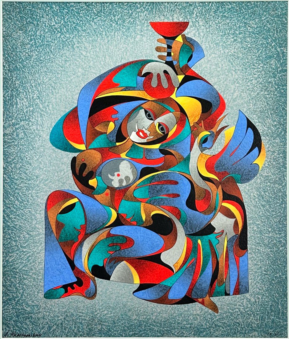 Anatole Krasnyansky "Blue Swan" Limited Edition Signed Framed Serigraph Print (1 of 5)