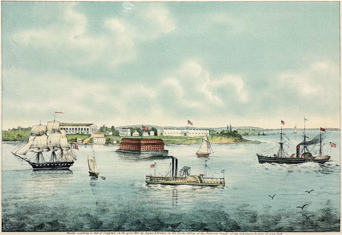 Jaques and Brother 1852 Original Hand Colored Antique Framed Engraving "Fort Hamilton Polka Redowa" (1 of 5)