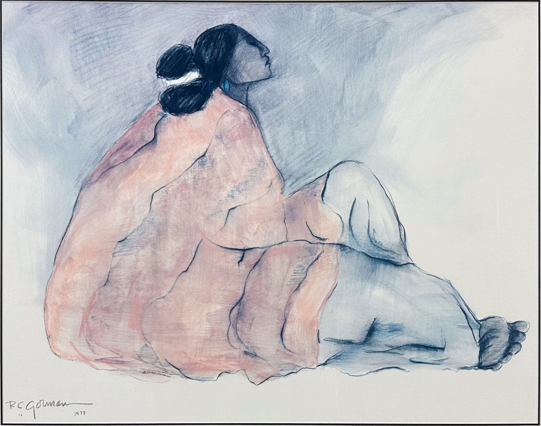 R. C. Gorman "Seated Woman" 1977 Native American Navajo Lithograph (1 of 4)
