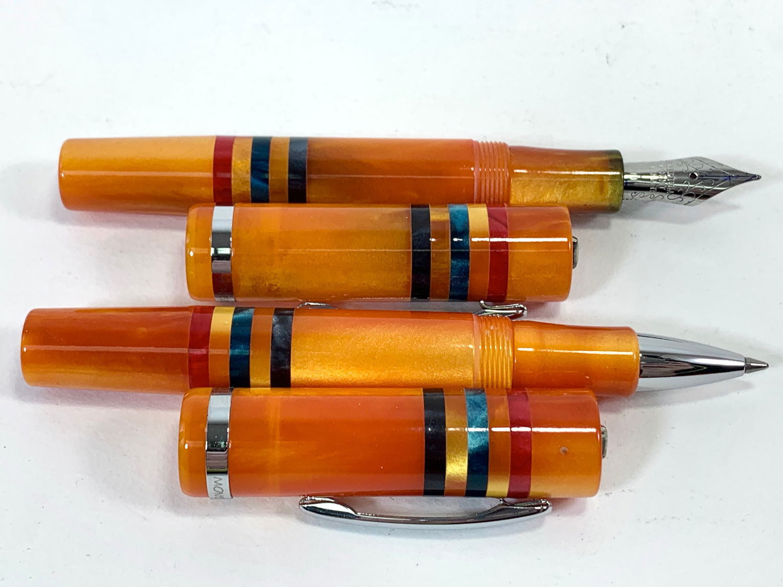 Monteverde USA Orange w/Six Stripes Color Inlay Fountain and Ballpoint Pen Set (1 of 6)