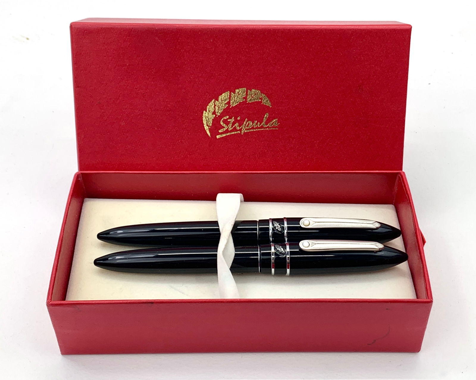 Stipula Italy Black and Chrome Fountain and Ballpoint Pen w/Box Titanio Nib (1 of 8)