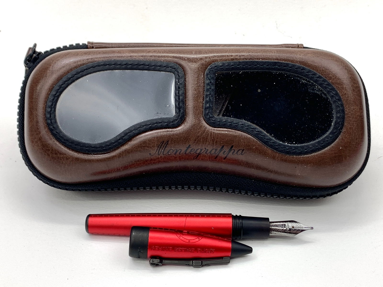 Montegrappa Italy Aviator Red Barron Sky Writer Fountain Pen w/Unusual Flight Goggles Box (1 of 10)