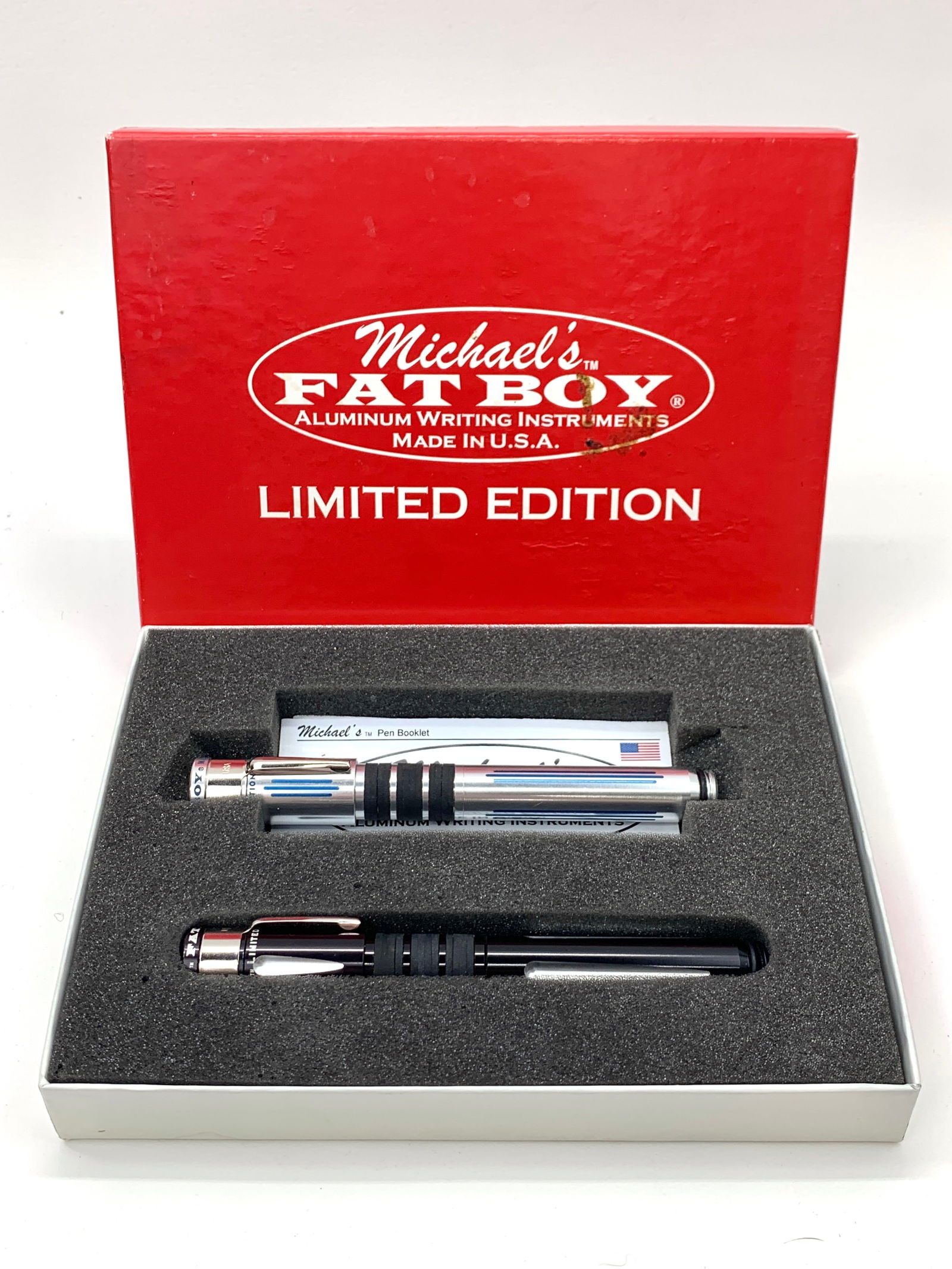 Michaels Fat Boy Ltd Ed Comet Black and Cut Aluminum Fountain and Ballpoint Pen Set w/Box (1 of 11)