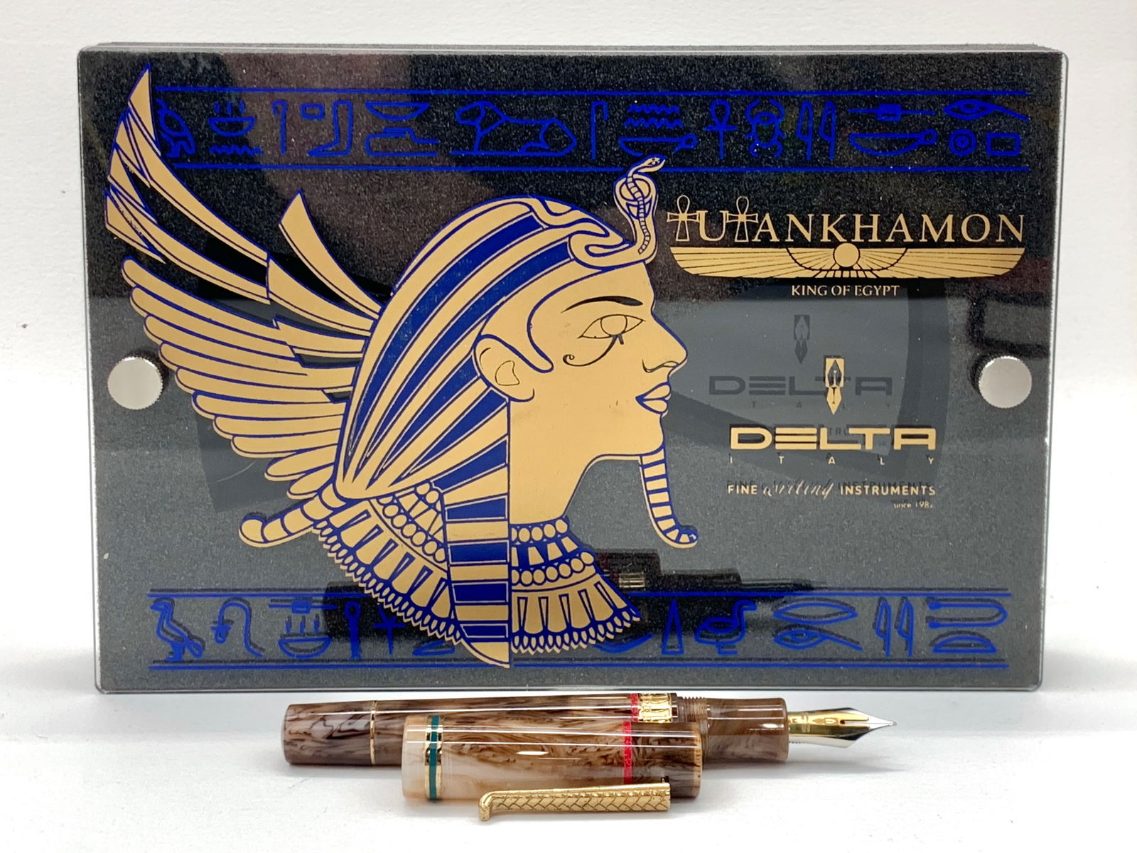 UNUSED Delta Italy King Tut Tutankhamon Marbleized Brown and Cream Ltd Ed #74/188 Fountain Pen MIB (1 of 10)
