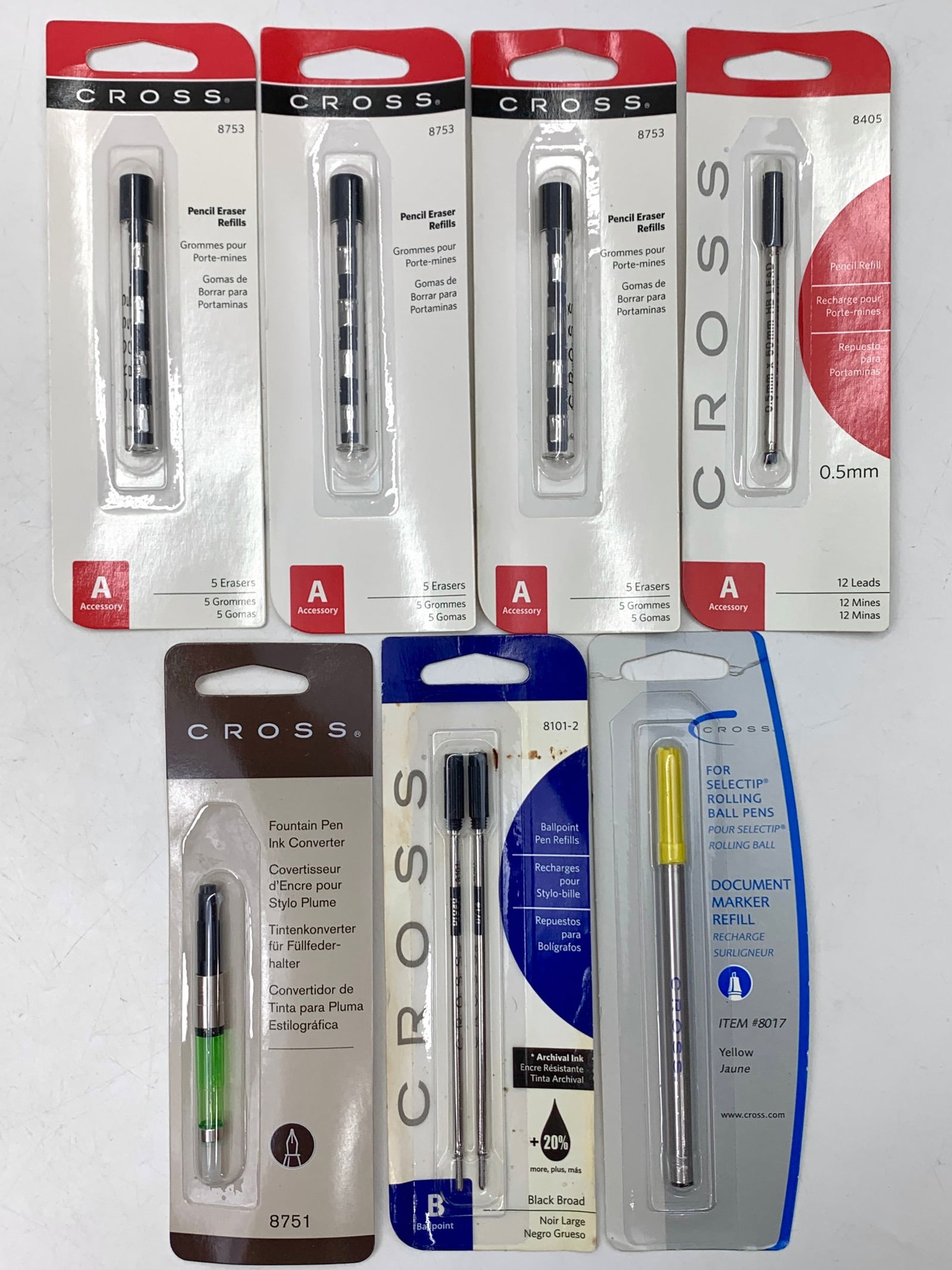 Cross 8753 Erasers, 8405 Lead, 8751 Fountain Pen Converter, Blue 8101