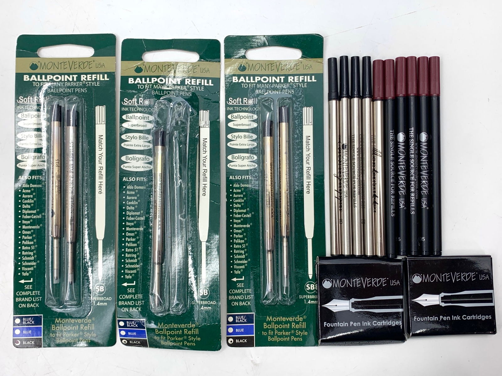 Monteverde Black Fountain Pen Cartridges and Black Ballpoint Ink Refills (1 of 2)