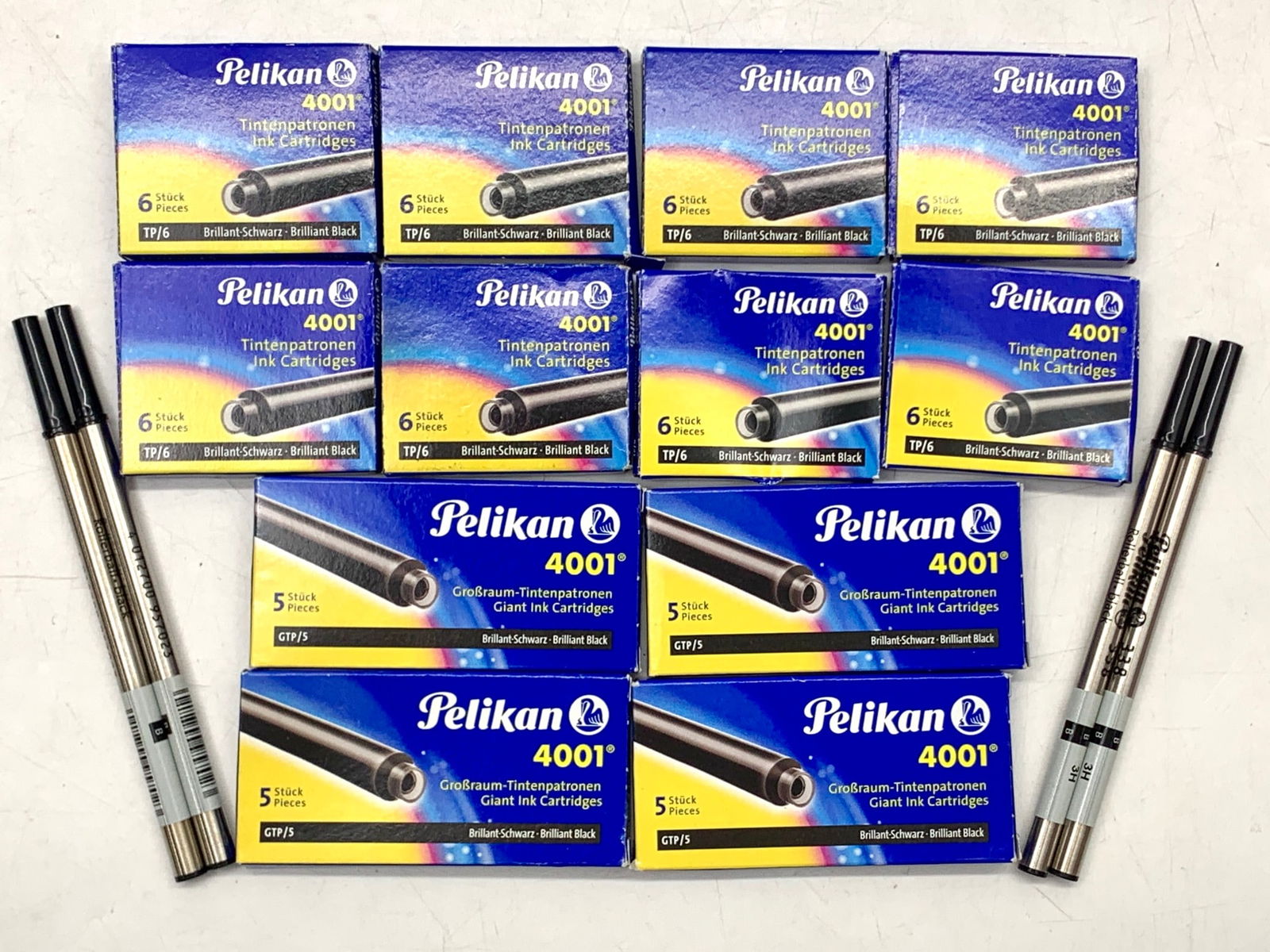 Pelikan 4001 Black Fountain Pen Cartridges & 338 Rollerball Ink Refills (1 of 2)