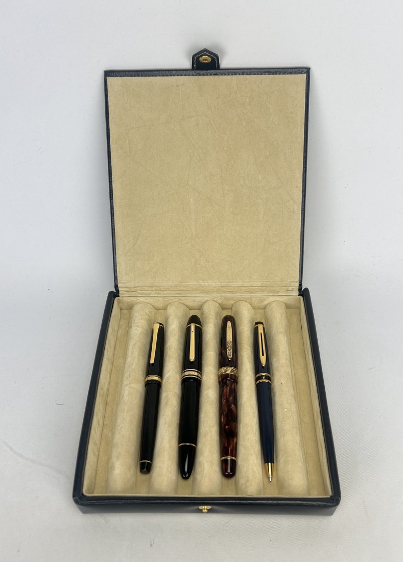 Four Fountain Pens Montblanc Meisterstuck, Stipula Etruria, Pilot Namiki Falcon, Waterman Pencil (1 of 20)