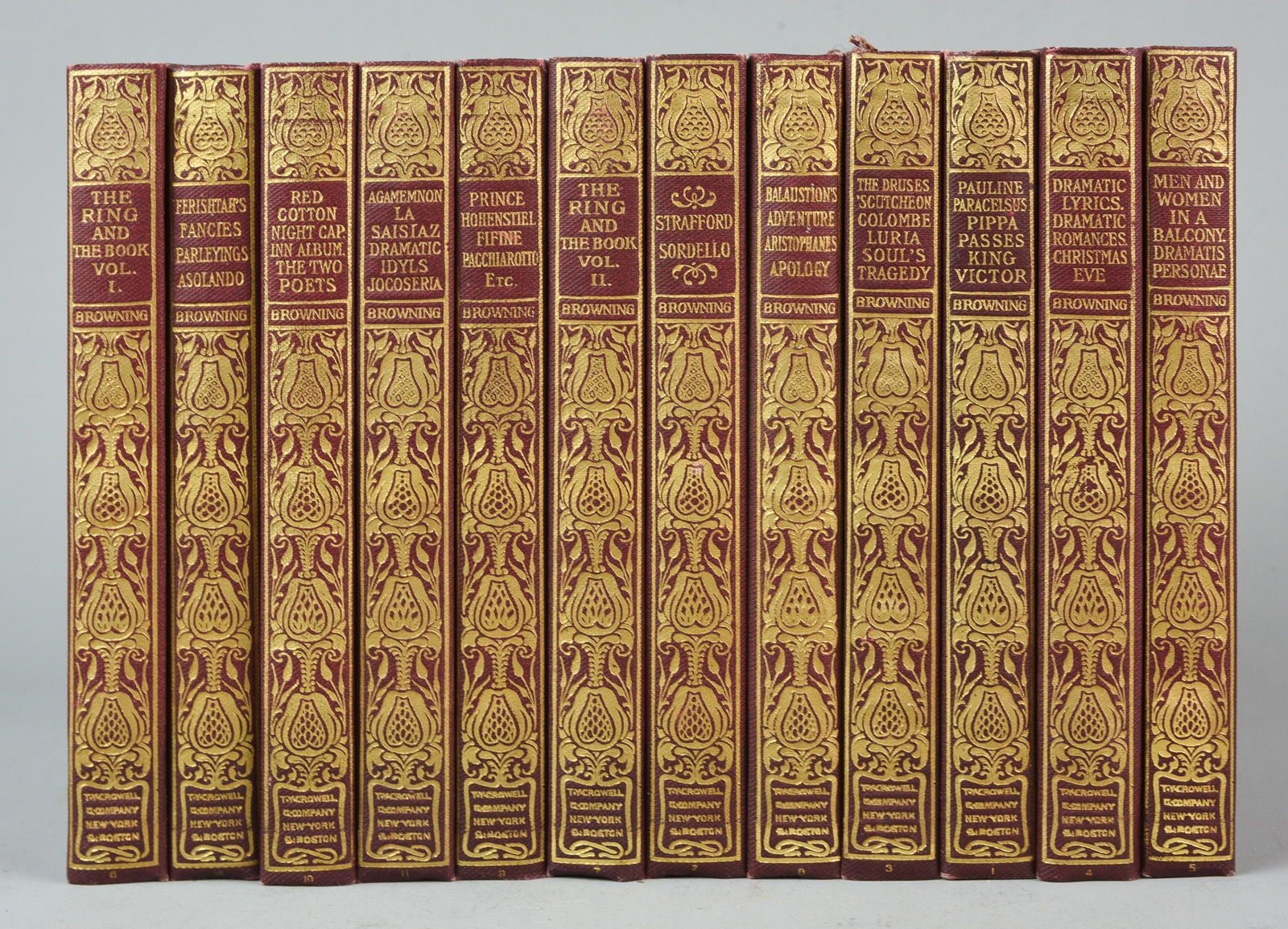 Robert Browning's Works 12 Volume Gilt-Stamped Book Set 19thC Clean and Bright Gold (1 of 5)
