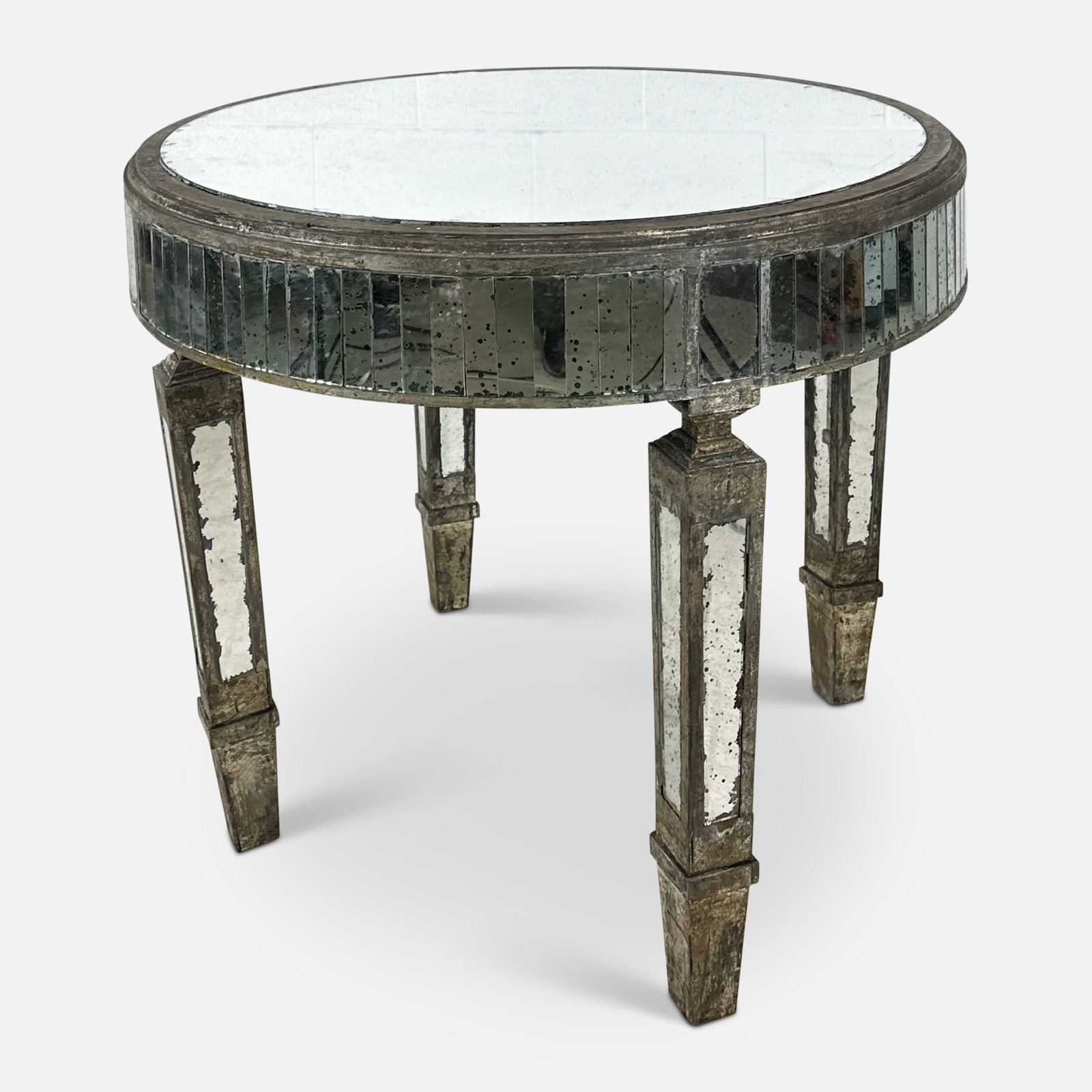 Large Maison Jansen Style Distressed Mirror Round Center Table (1 of 8)