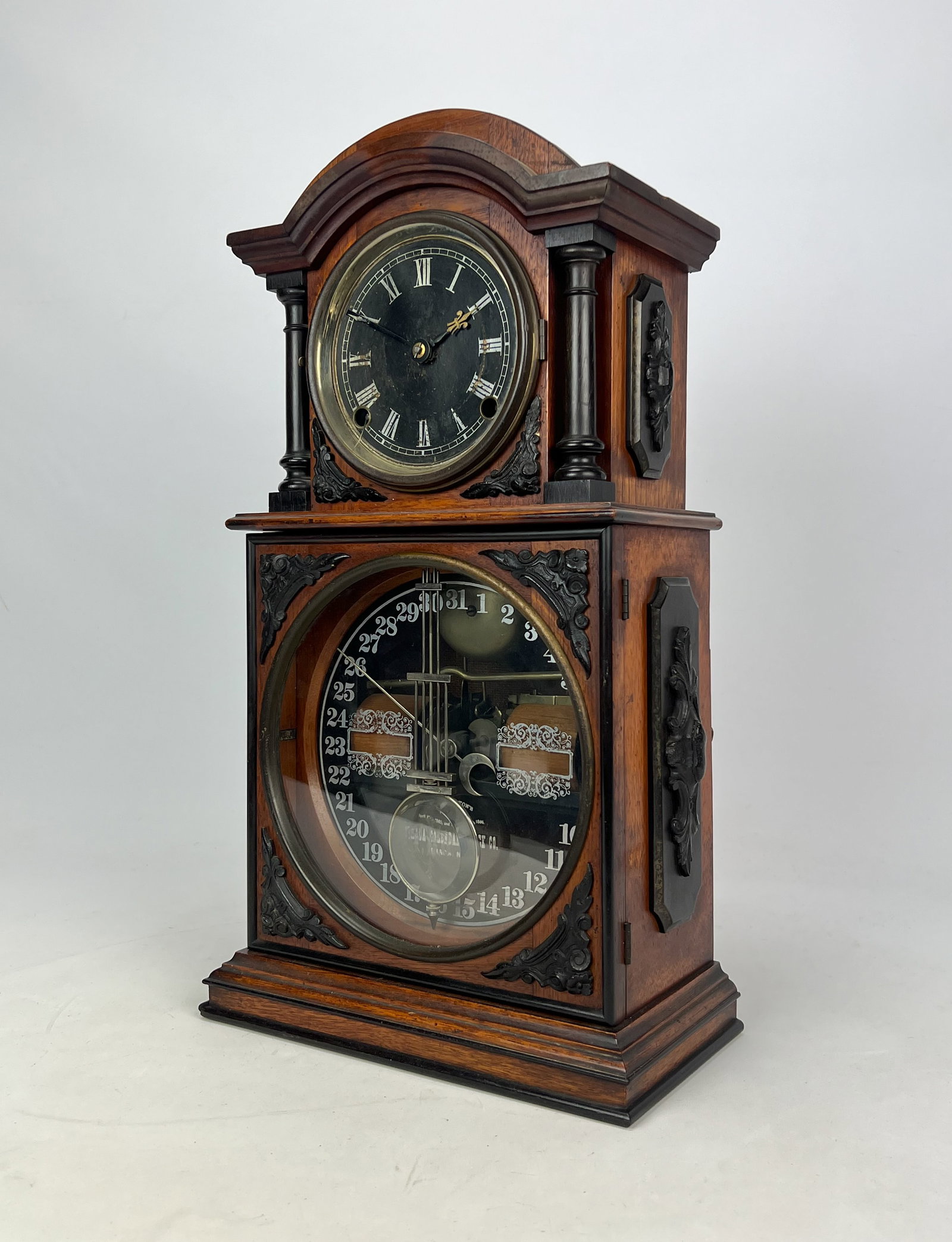 Ithaca Calendar Clock No. 3-1/2 Double Dial Mantel Shelf Clock (1 of 19)