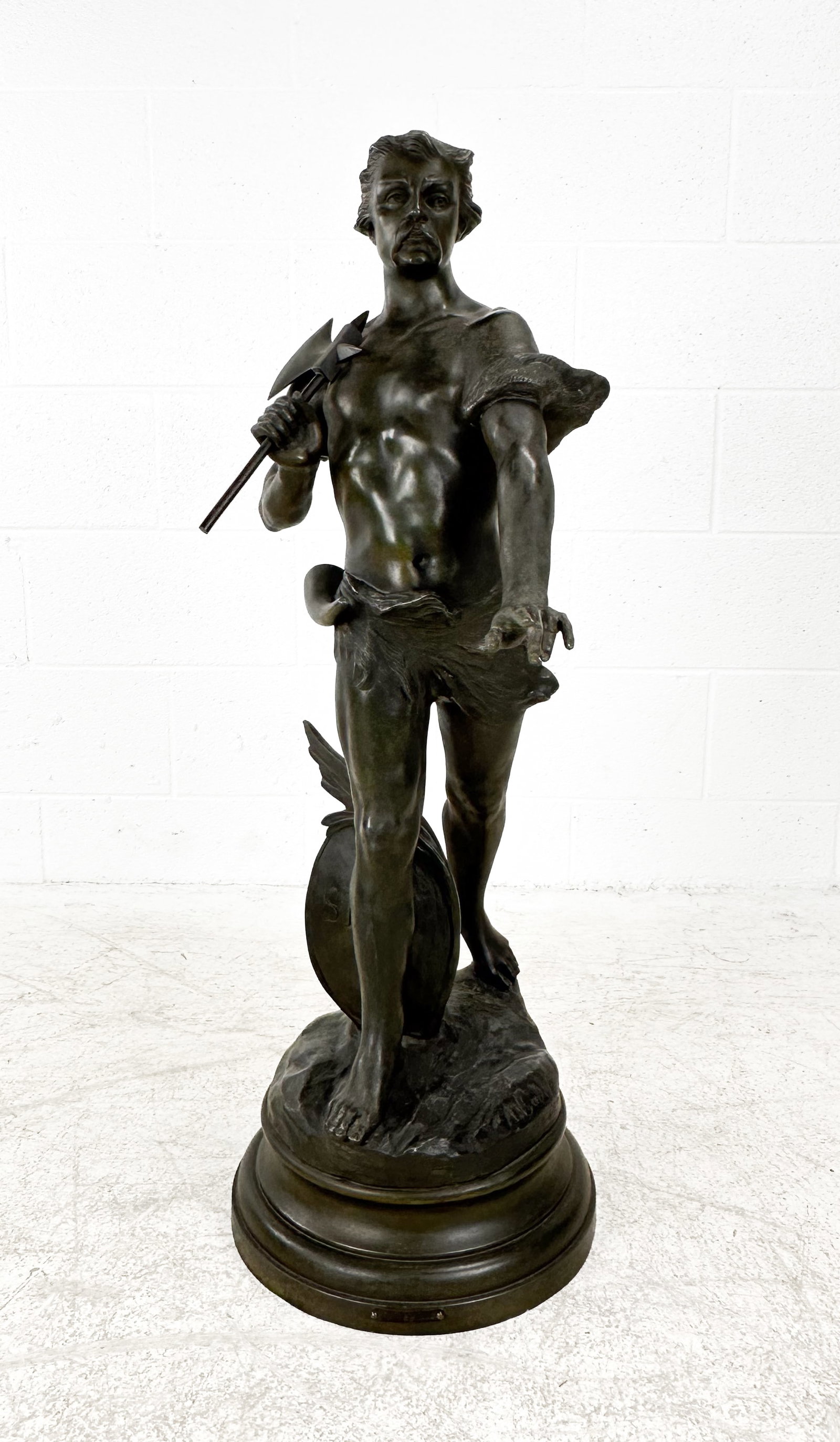 Antique 19thC "Gaulois" Metal and Wood Sculpture After Julien Causse Cadet (1 of 7)