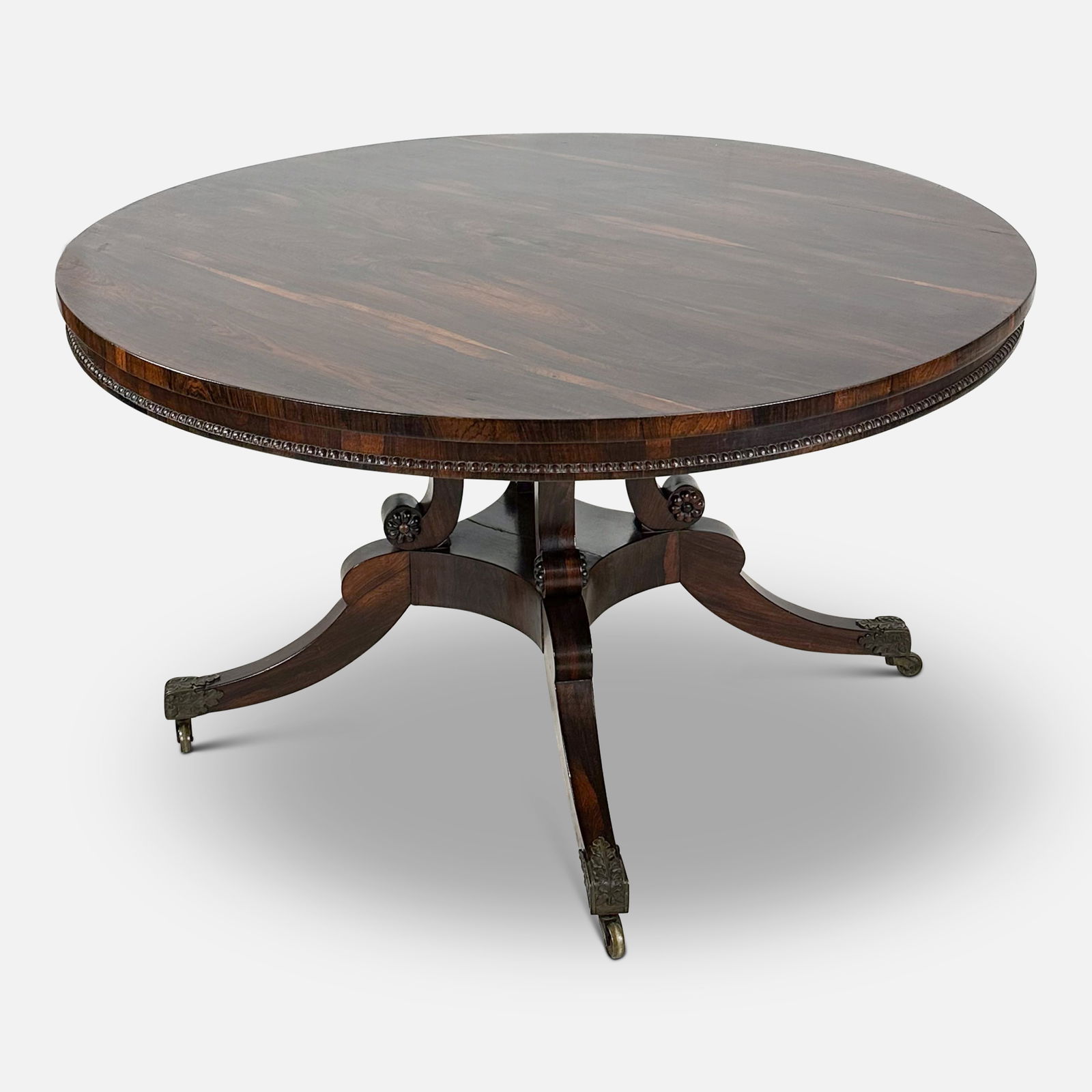 Antique 19thC Regency Style Rosewood Veneer Round Center Dining Table (1 of 6)