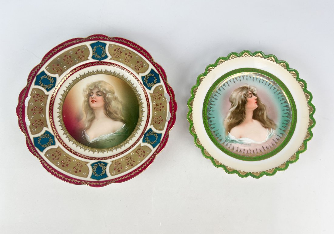 Two Austrian M. Z. Porcelain Portrait Plates Signed "Constance" (1 of 10)
