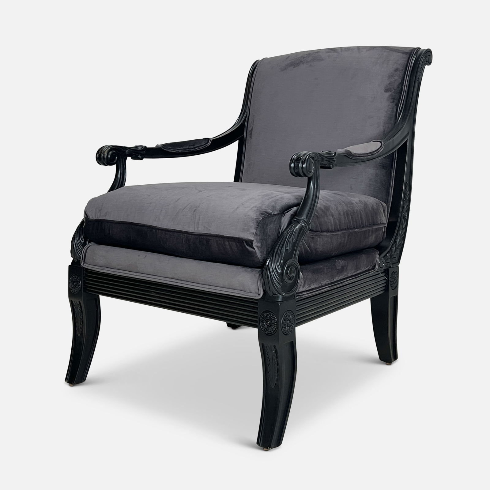 Ethan Allen Purple Suede French Bergere Style Contemporary Armchair (1 of 5)