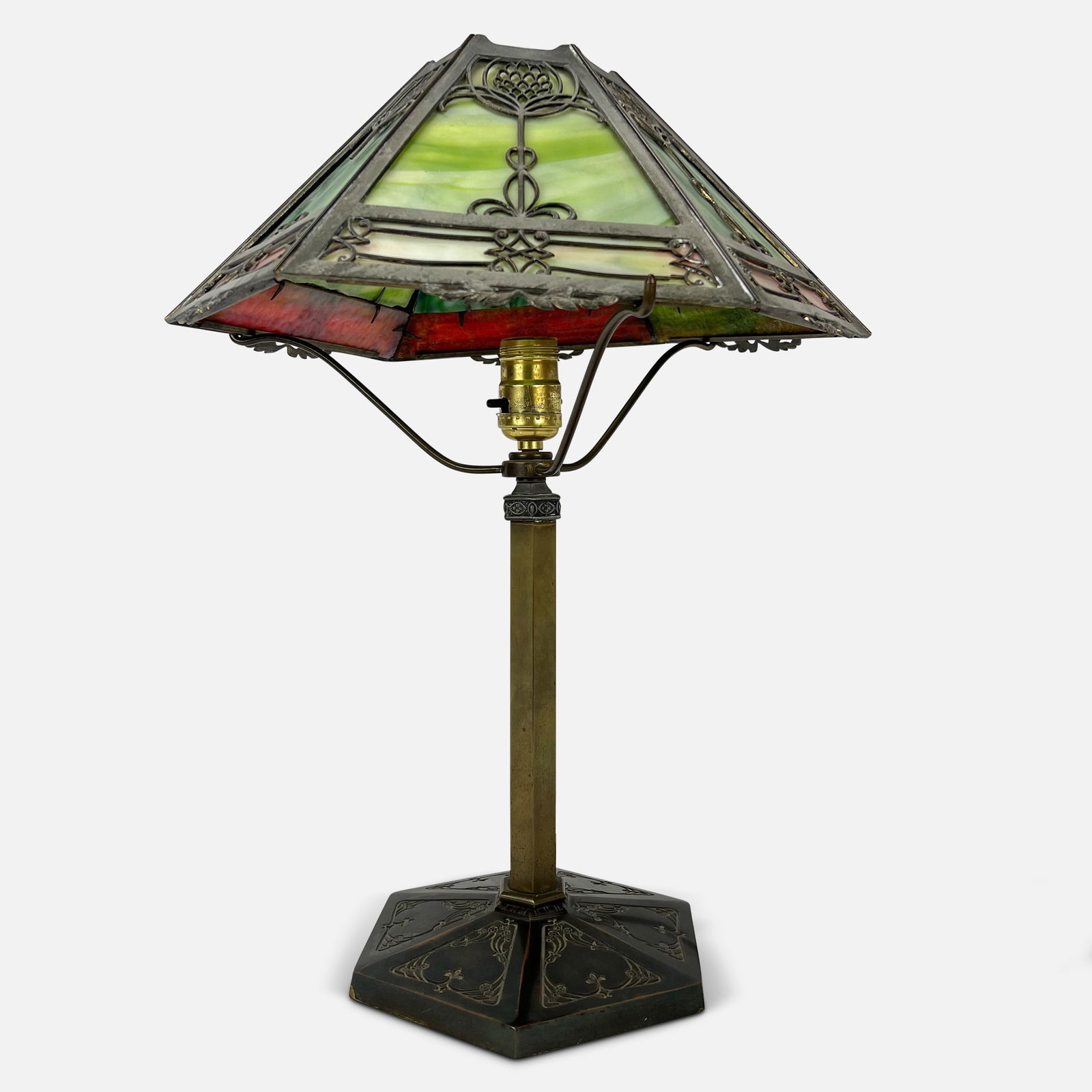 Edward Miller Arts and Crafts Slag Glass Table Lamp (1 of 14)