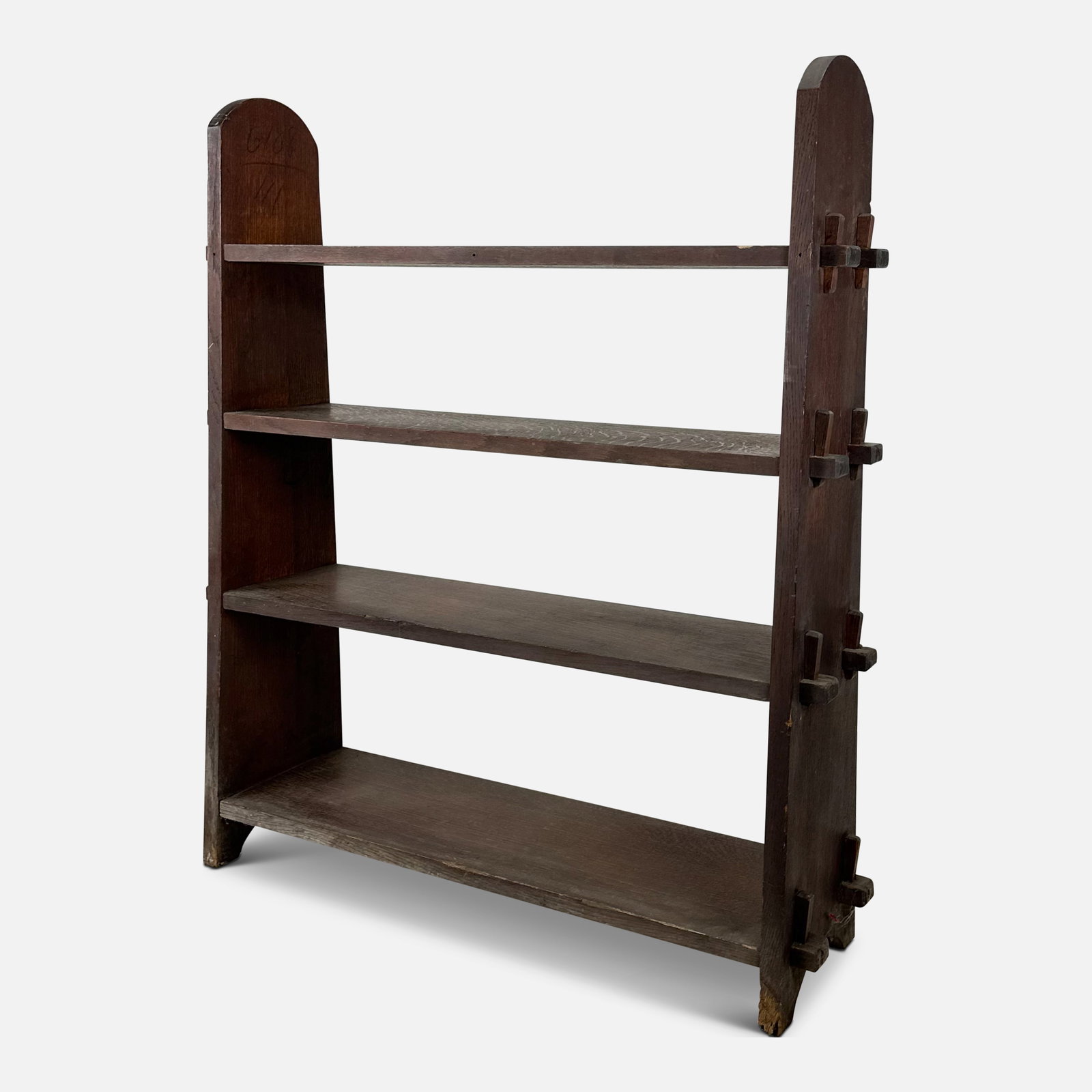 Antique American Fumed Oak Mission Arts and Crafts Four Shelf Tapered Book Stand (1 of 6)