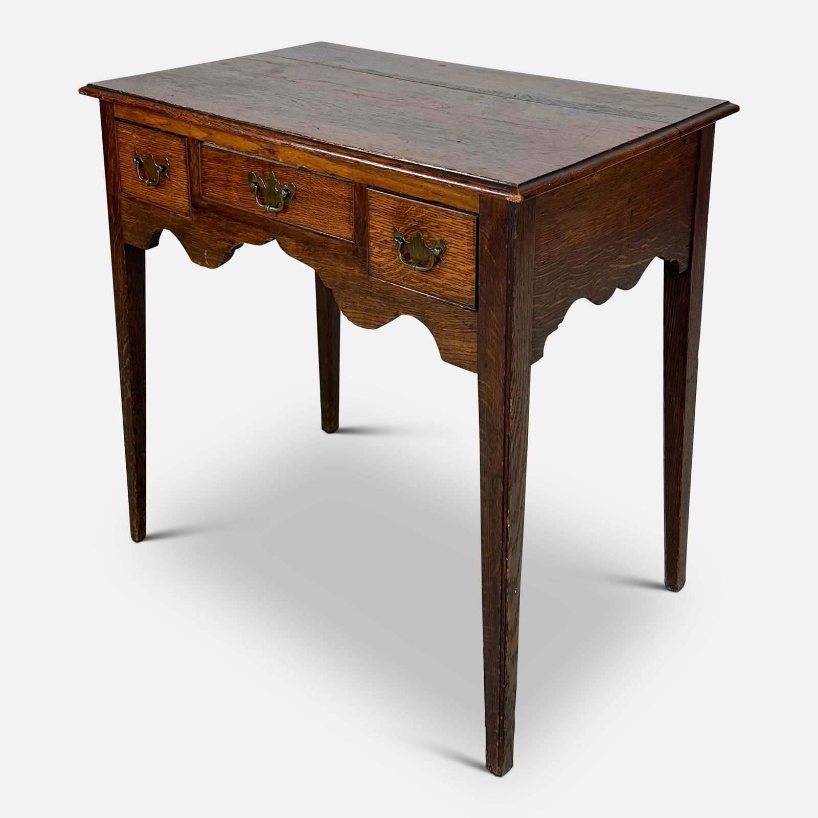 Antique 19thC English Oak Three-Drawer Stand Tall Side Server Table (1 of 8)