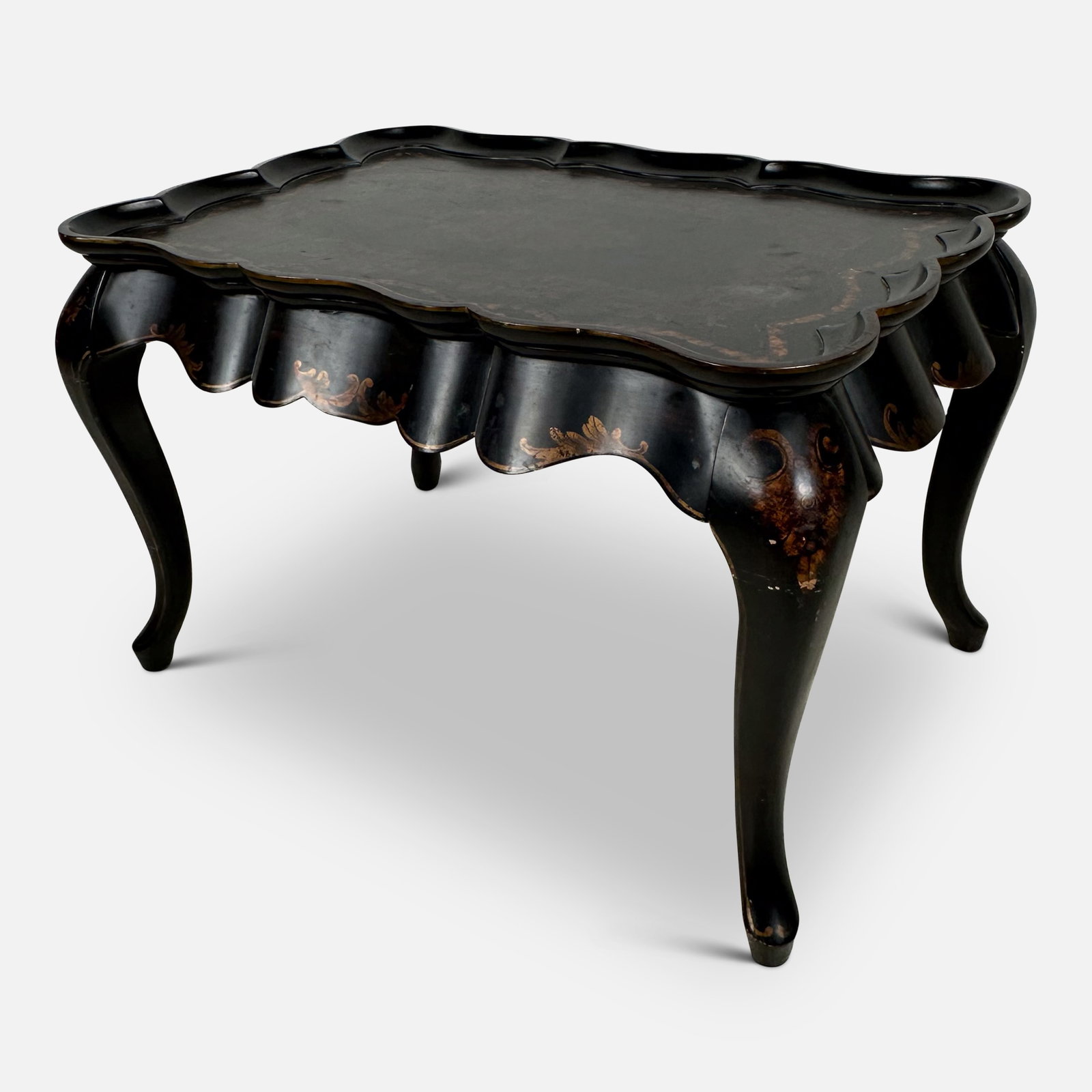 Contemporary French Style Black Lacquer and Gold Painted Low Table (1 of 6)