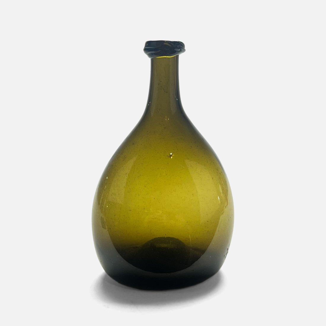 Antique Early American Green Olive Glass Chestnut Bottle (1 of 9)