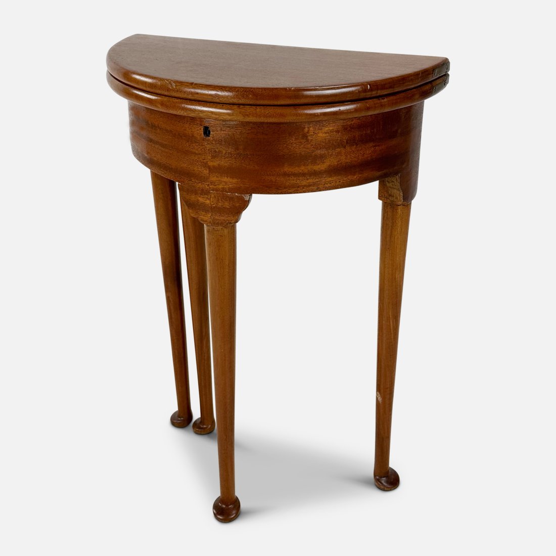 Small Antique 19thC Gate Leg Demi-Lune Half Round Queen Ann Table (1 of 6)