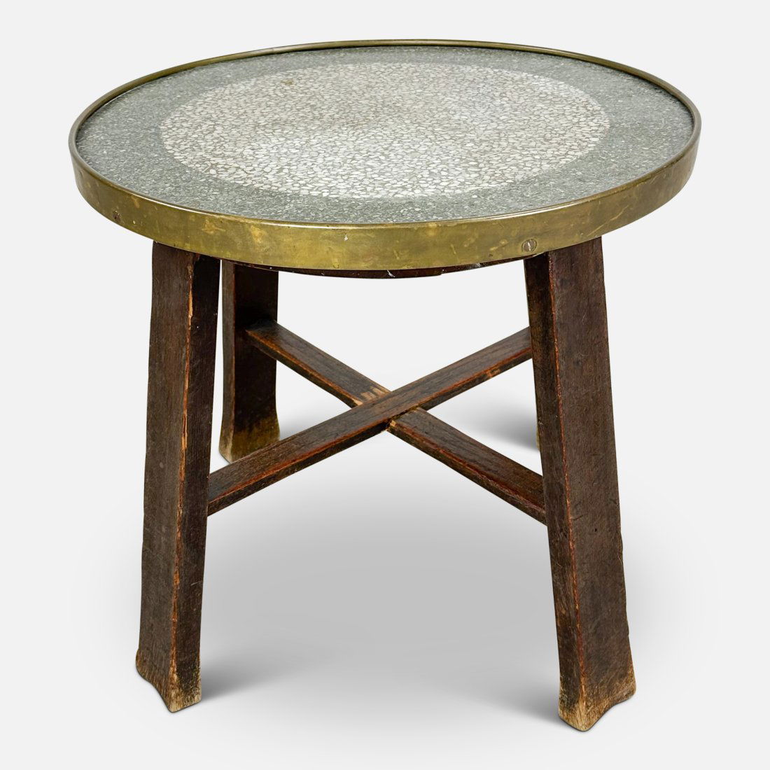 Arts and Crafts Wood and Brass Plant Stand Taboret Side Table (1 of 6)