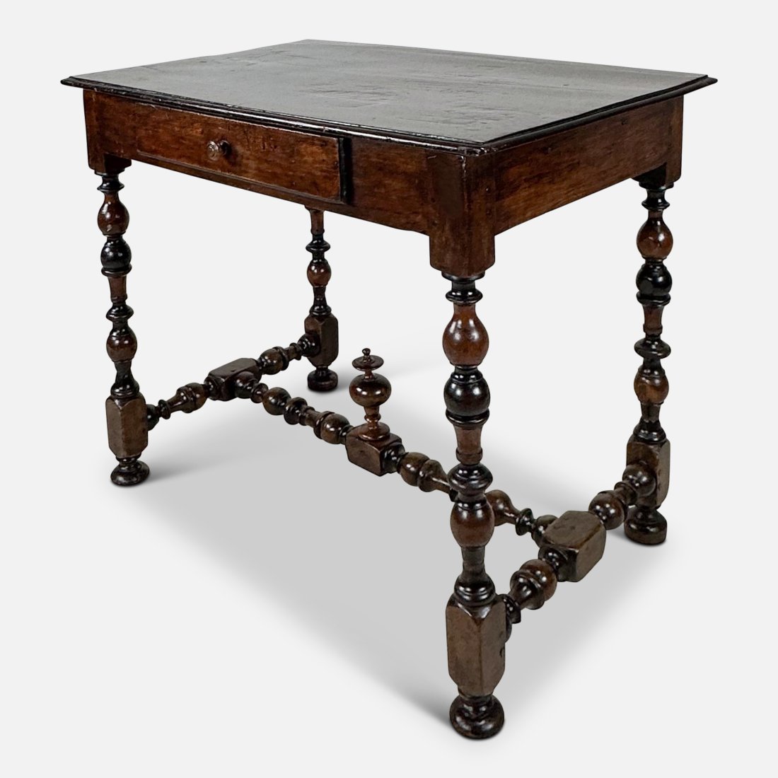 Antique Continental Louis XIII Style Turned Walnut Side Table (1 of 14)