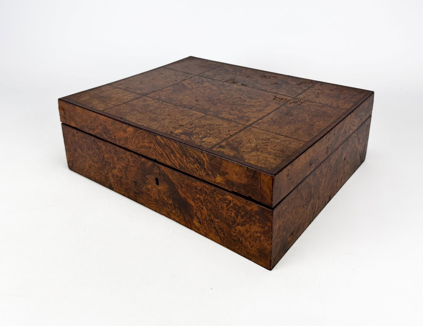 Antique 19thC Continental Burl Vanity Box w/Slide-Up Mirror (1 of 6)