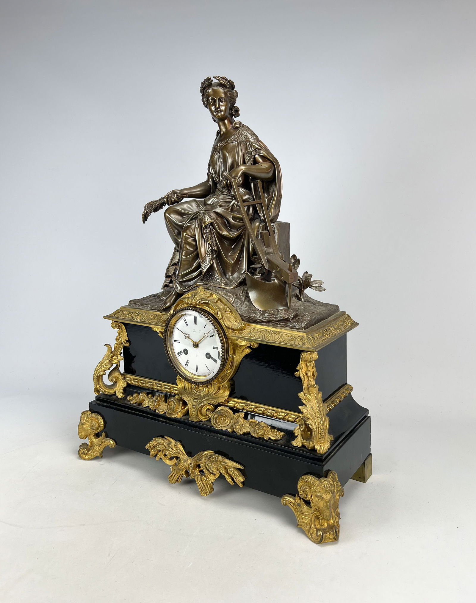 Antique 19thC Vincenti et Cie French Bronze and Marble Figural Demeter Mantel Clock (1 of 11)