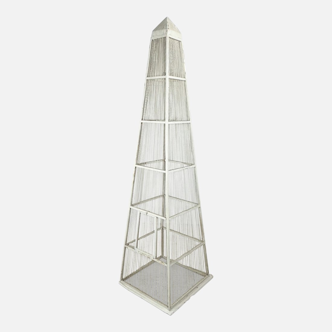 Tall 65" Wood and Metal Garden Trellis Obelisk Form Birdcage (1 of 6)