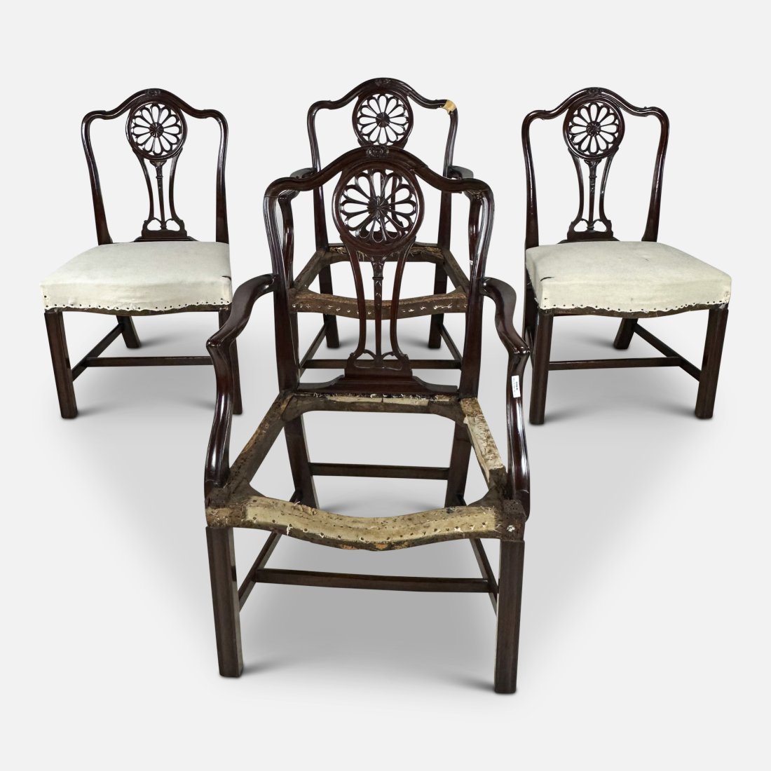 Set of Four Antique 19thC English Carved Mahogany Wheelback Dining Chairs (1 of 15)
