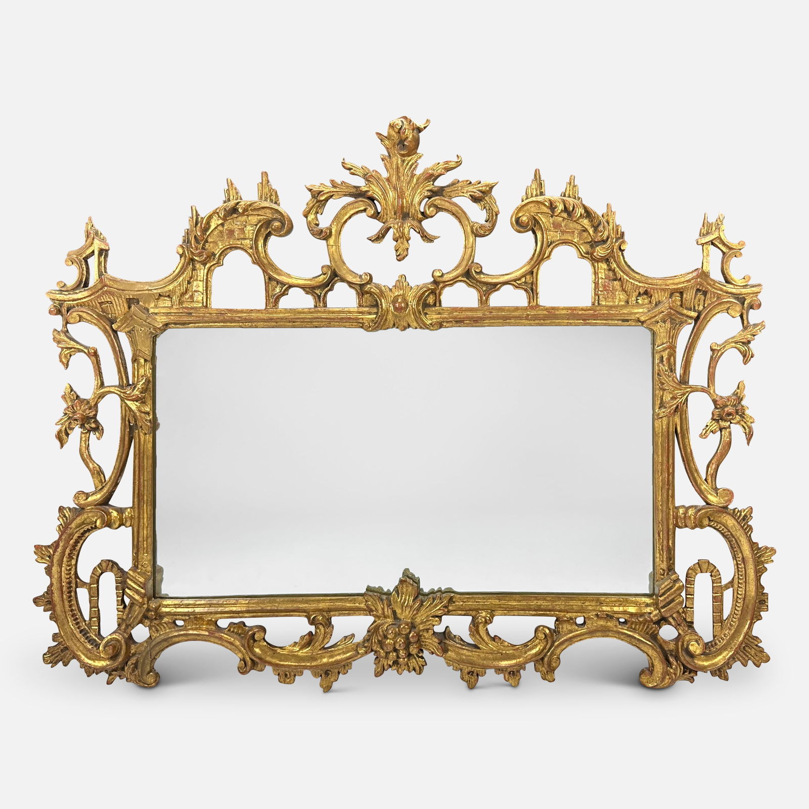 Italian Rococo Revival Carved Gilt Wood Overmantle Wall Mirror (1 of 7)