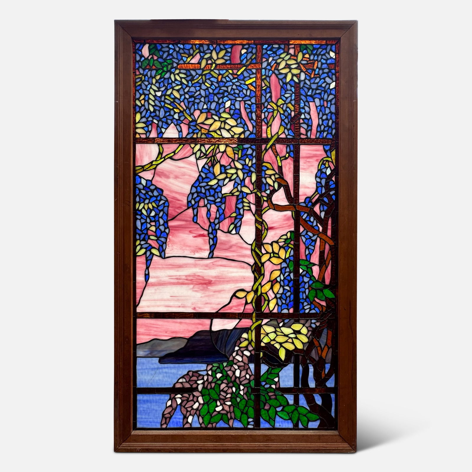 Somers Studios Stained Glass Window Panel Tiffany Wisteria Oyster Bay Style (1 of 5)