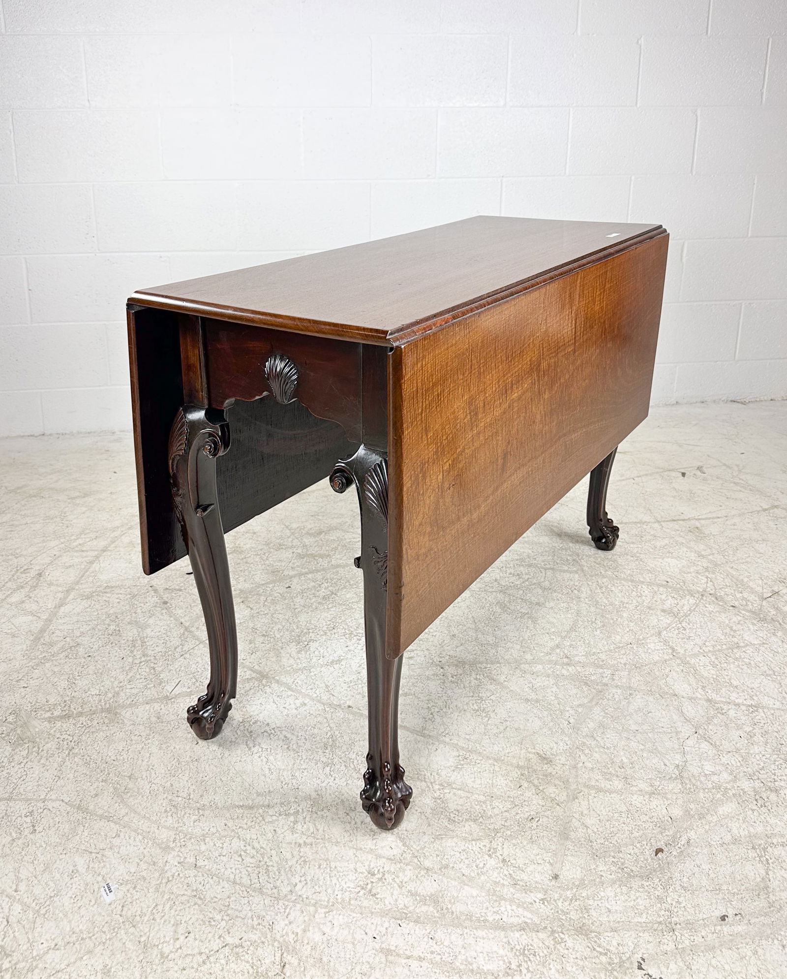 Antique 19thC English Chippendale Carved Walnut Drop-Leaf Table #1 (1 of 9)