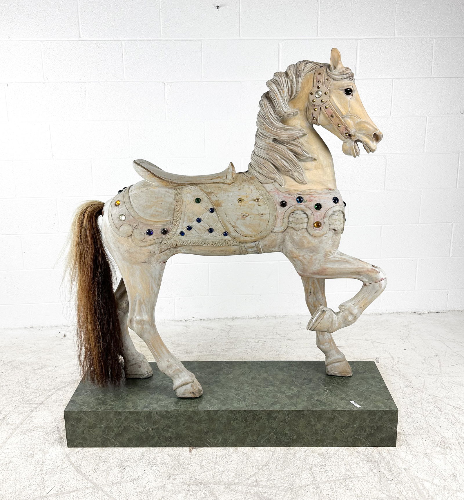 Dentzel Early 20thC Carved Wood Paint Decorated Carousel Horse w/Stones (1 of 9)