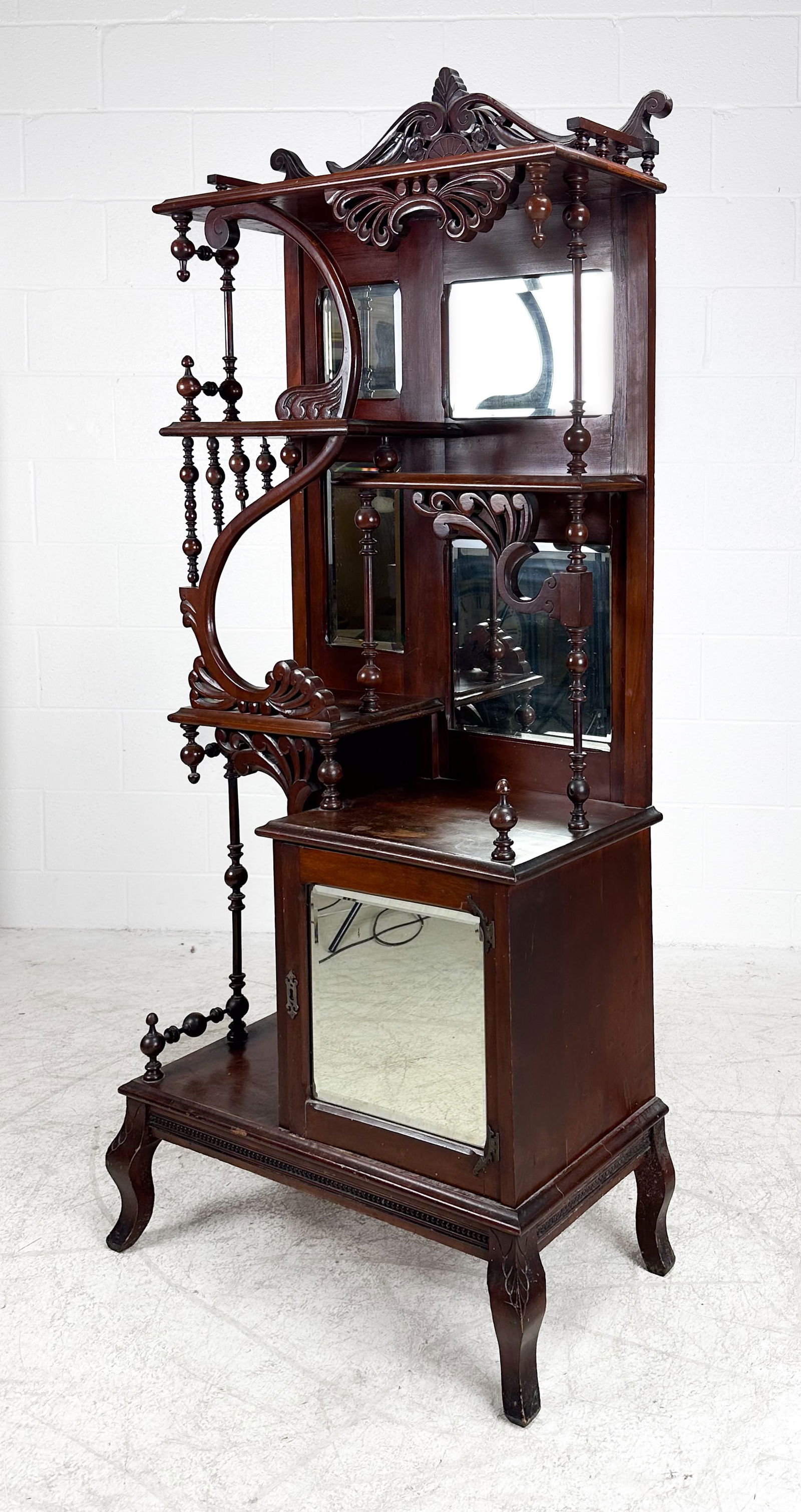 Antique 19thC Victorian Mahogany Mirrored Side by Side Etagere Display Cabinet (1 of 8)