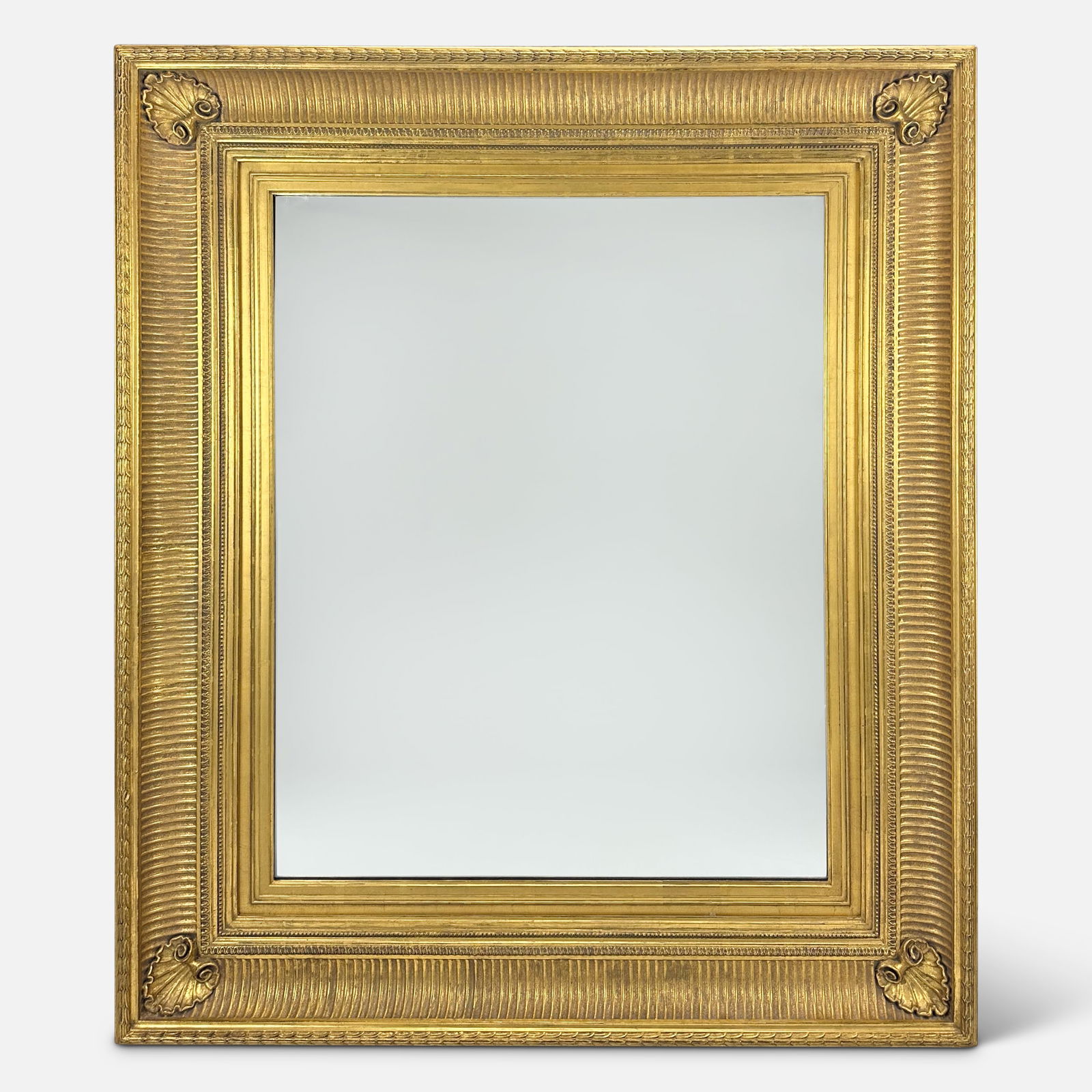 Large Antique Wood and Gesso Gilt Decorated Rectangular Frame Wall Mirror (1 of 4)