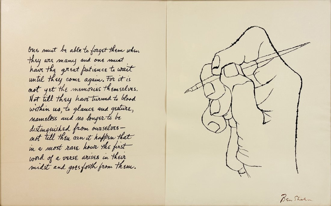 Ben Shahn "The First Word from a Verse Arises" 1968 Rilke Portfolio Original Hand Signed Print (1 of 5)