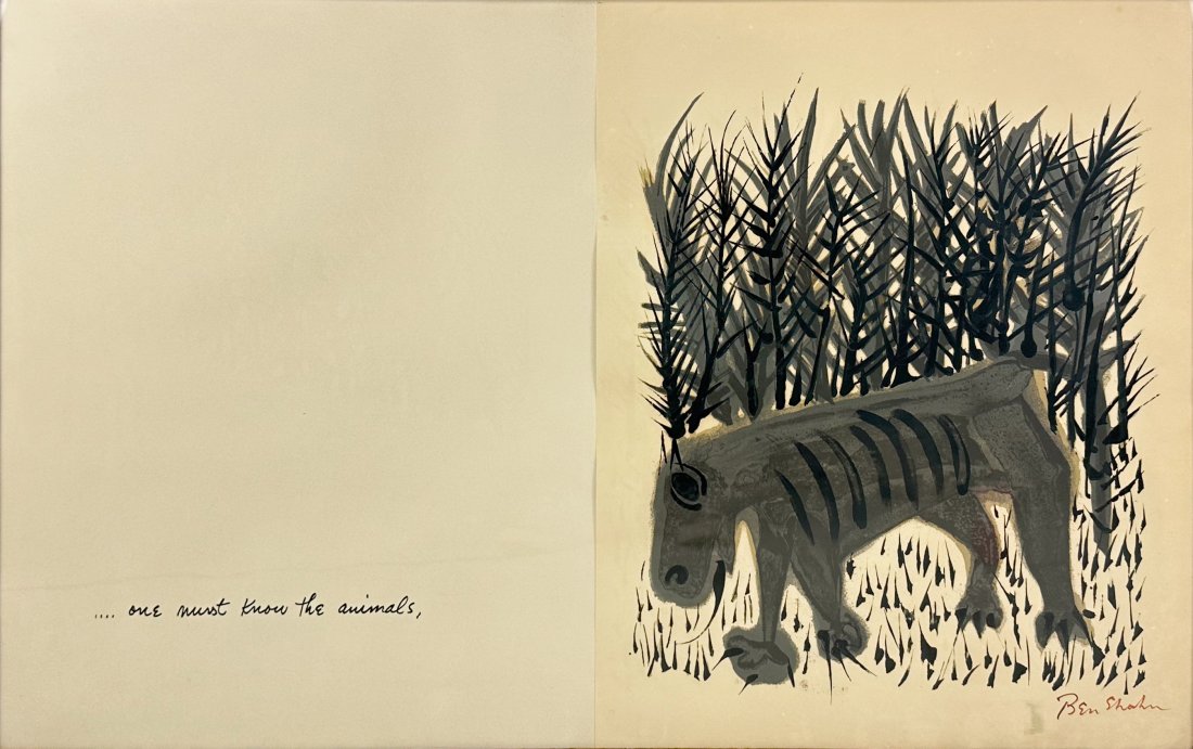 Ben Shahn "One Must Know the Animals" Rilke Portfolio Ink Signed Limited Edition Print (1 of 4)