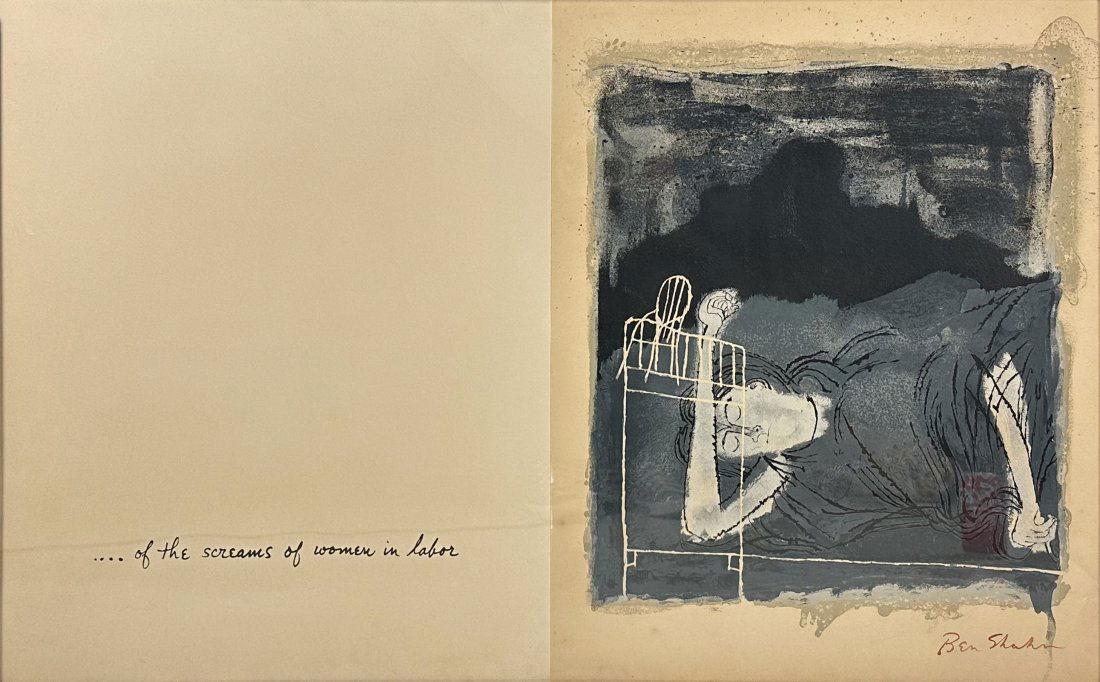 Ben Shahn "Screams of Women in Labor" 1968 Rilke Portfolio Ink Signed Limited Edition Print (1 of 4)