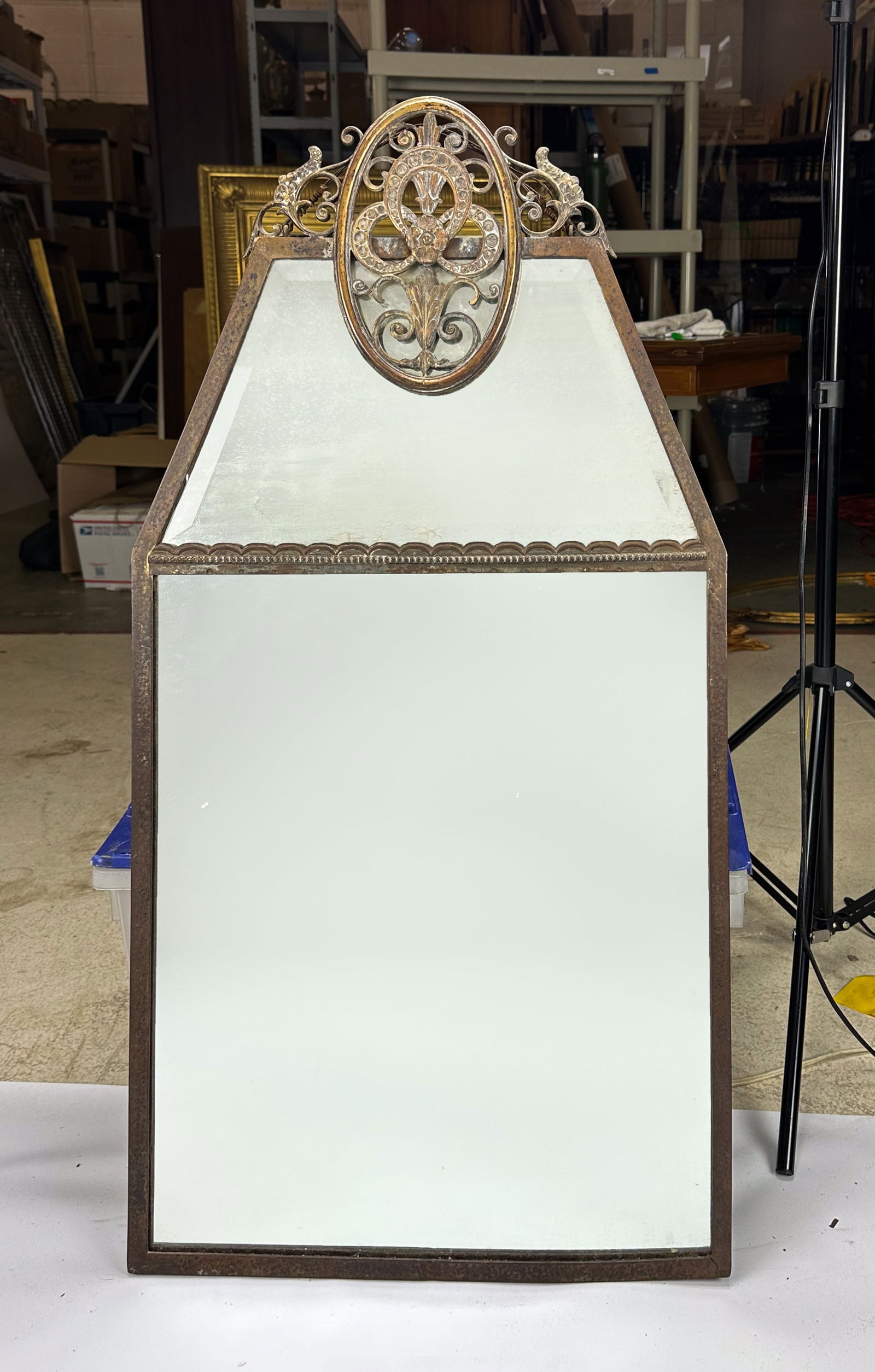 Vintage 1920s French Art Deco Wrought and Cast Iron Wall Mirror (1 of 4)