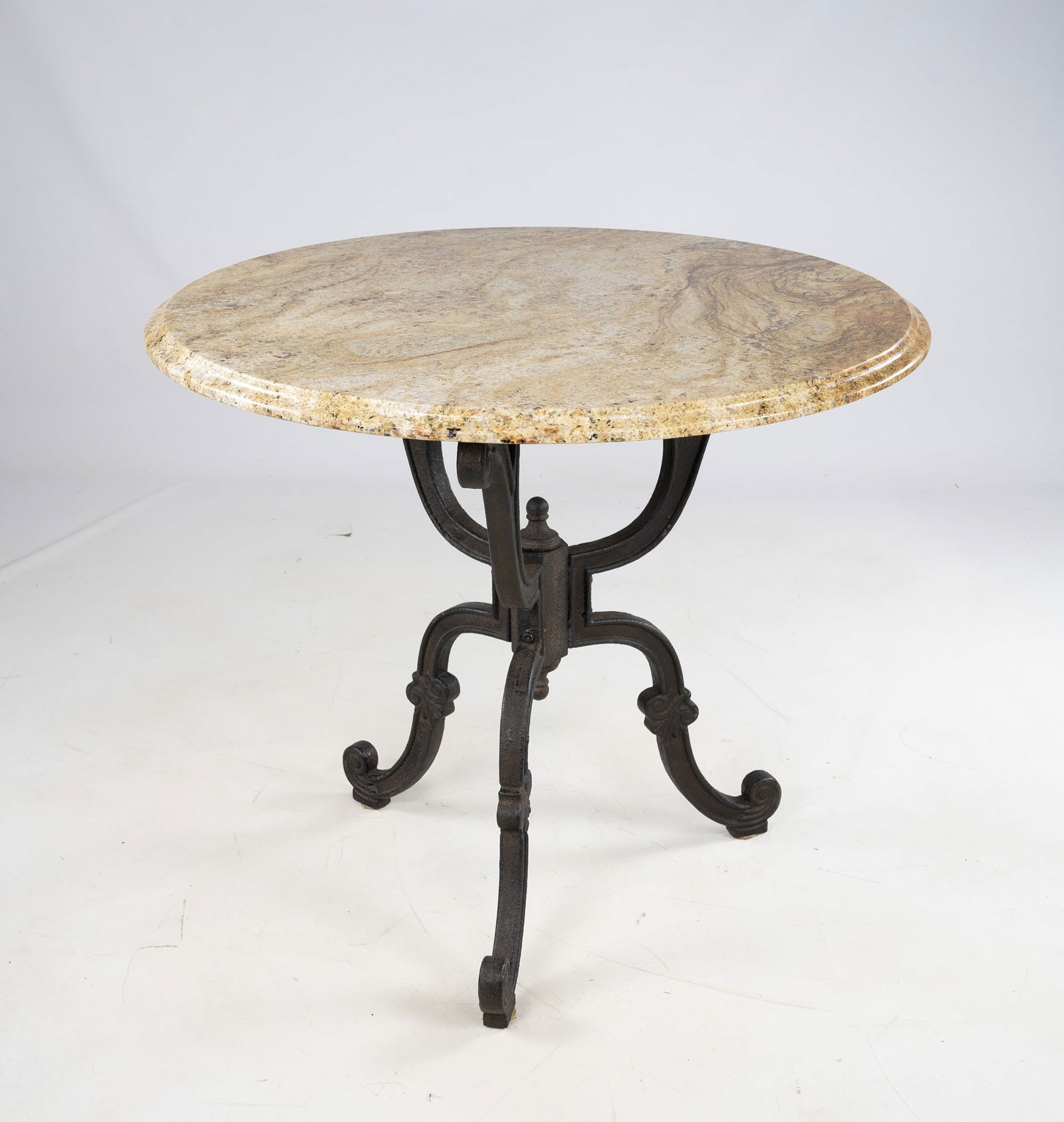 Contemporary Cast Iron and Round Marble Outdoor Garden Table (1 of 9)