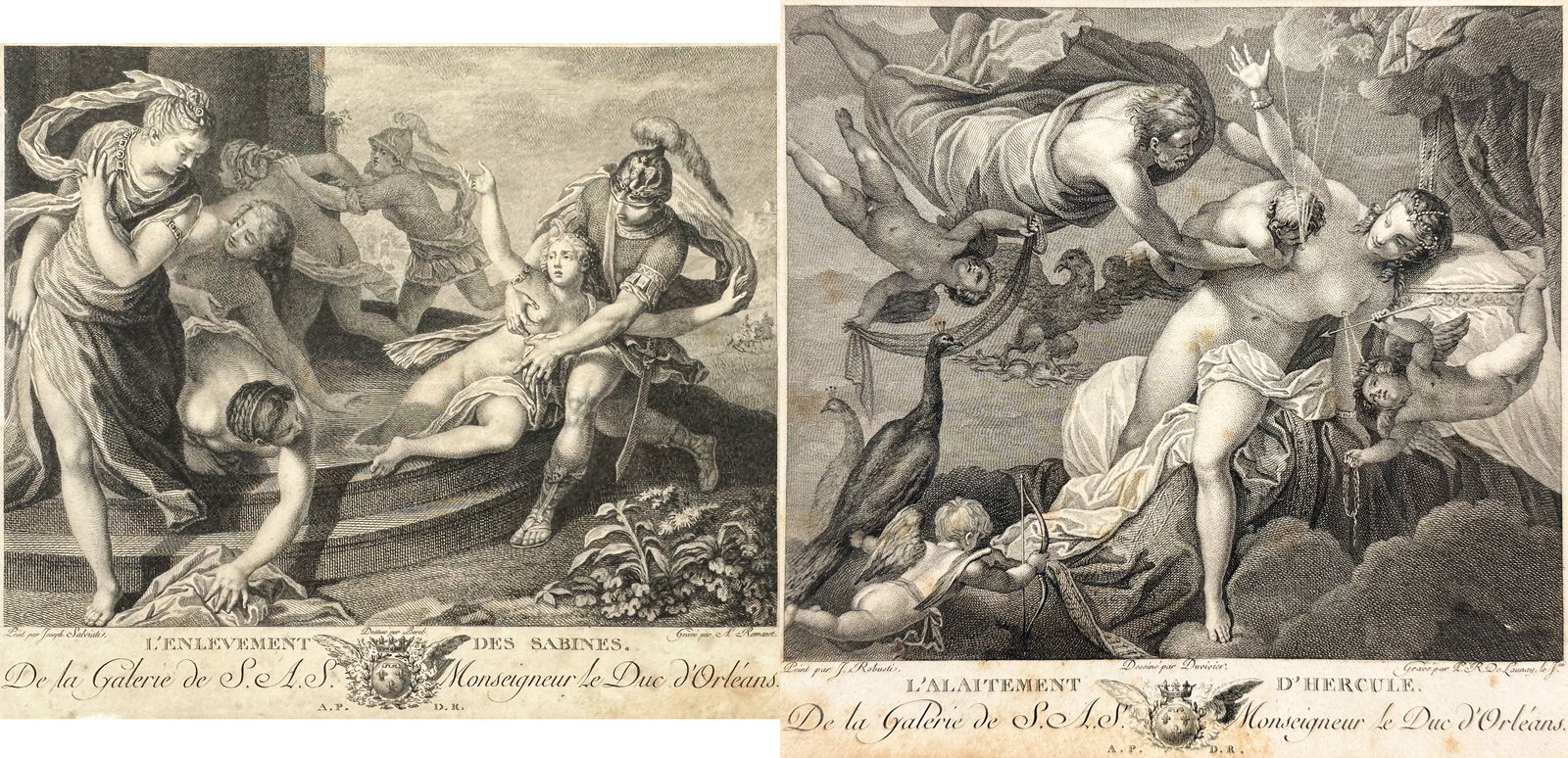 Two Antique Roman Etchings "The Rape of the Sabine Women" "Breastfeeding of Hercules" (1 of 11)