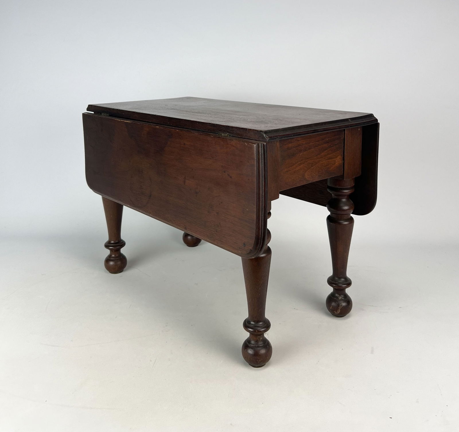Antique Carved and Turned Walnut Wood Salesman Sample Drop Leaf Table (1 of 6)