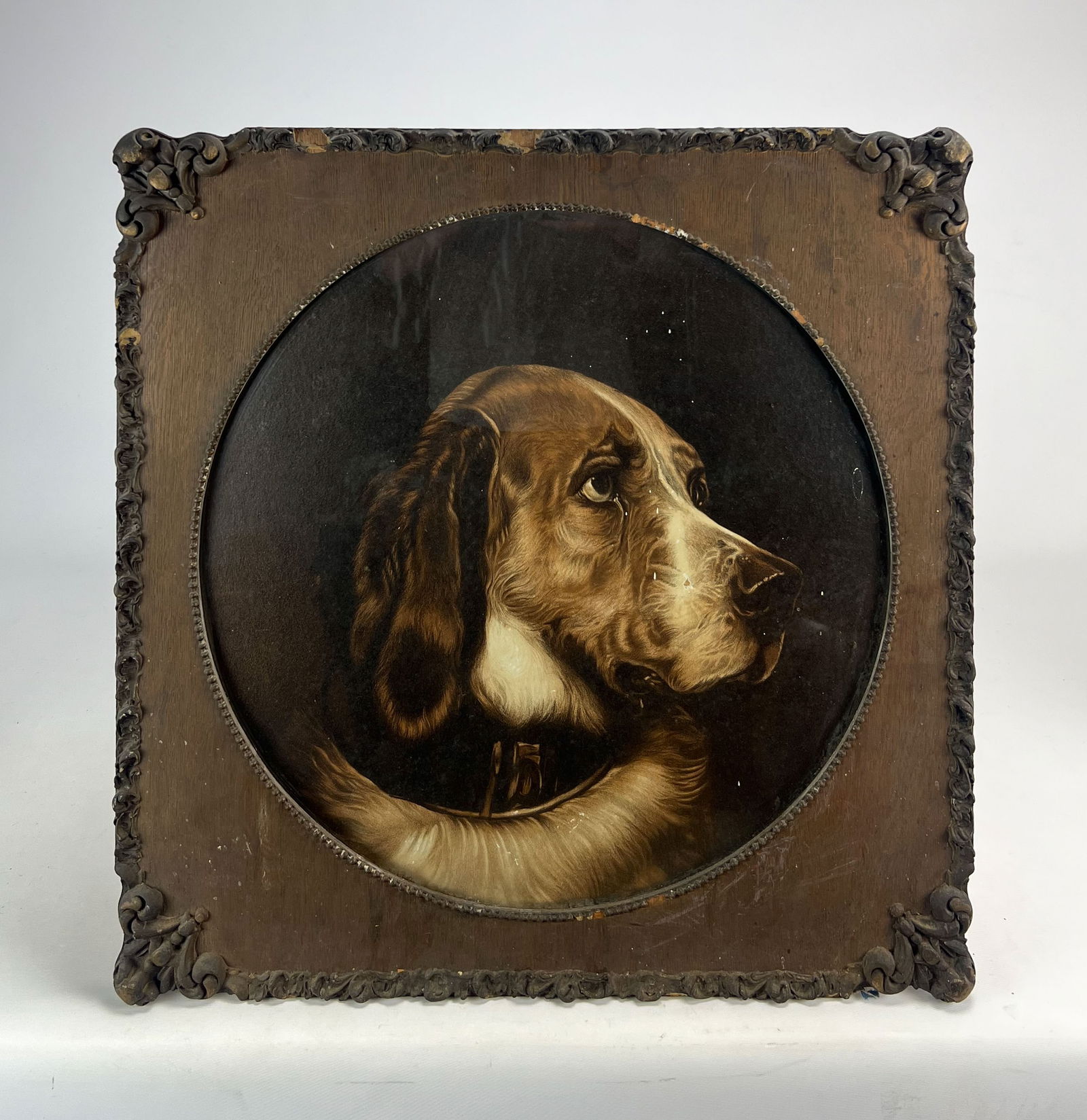Antique "Odin the Bloodhound" After Sir Edwin Landseer Framed Color Print (1 of 6)