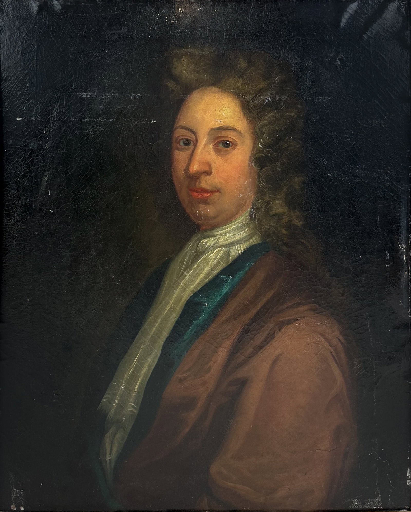 Original Portrait of a Gentleman Oil on Canvas Framed Painting: Approx. canvas size 30 1/4" x 24 3/4". Good overall, spots of age-appropriate damage. We Do Not Provide In-House Shipping! Please reach out to Donald Camden at UPS Store 4608 or refer to our list of p